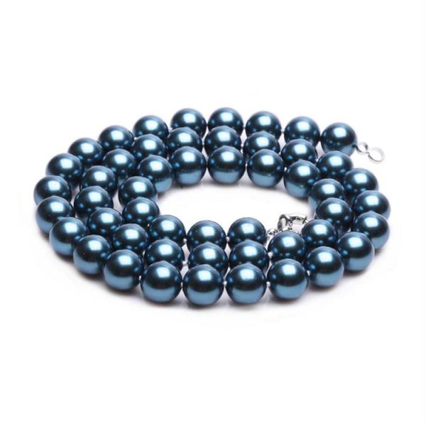 Luxury Luster Blue Round 10mm Shell Pearls Necklace 22 inches (N10612)