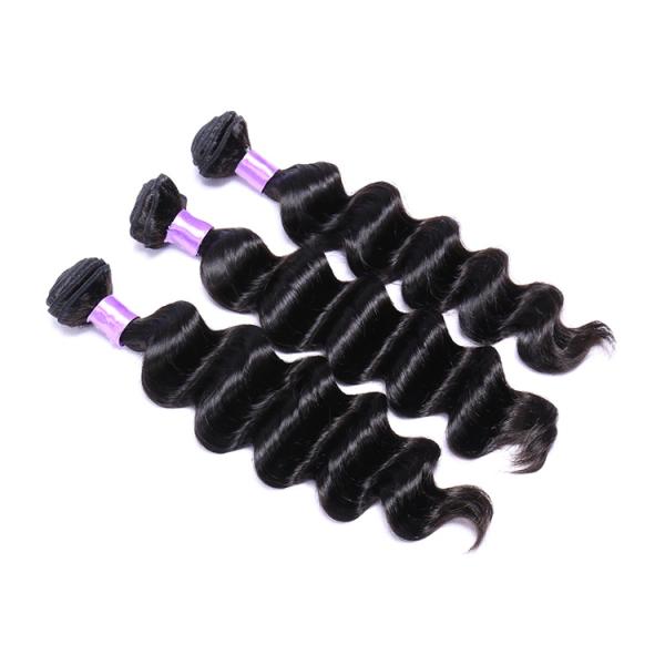 12-30 Inch Brazilian Loose Curly Weave Natural Color Black Single Drawn Hair End