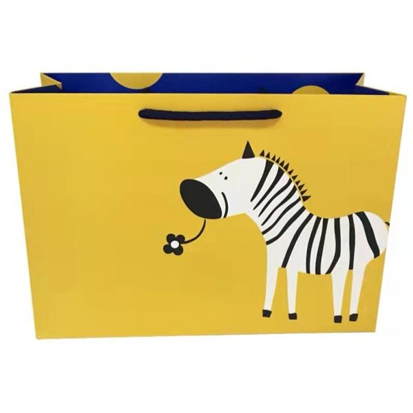 Бумажный мешок доски дуплекса печати зебры бумажных мешков одежды FSC ISO9001 желтый