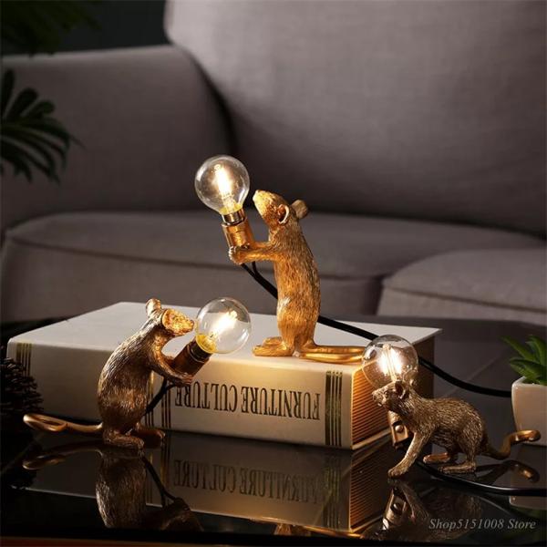 Seletti Resin Animal Rat Mouse Table Lamp Small Mini Mouse Cute LED Home Decor Desk Light(WH-MTB-07)