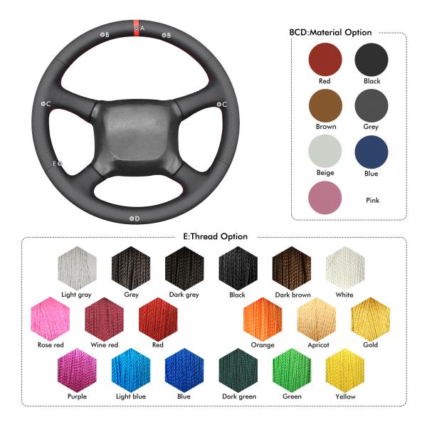 High quality customized hand stitching black leather steering wheel cover for Chevrolet Chevy Silverado 500 1999-2002