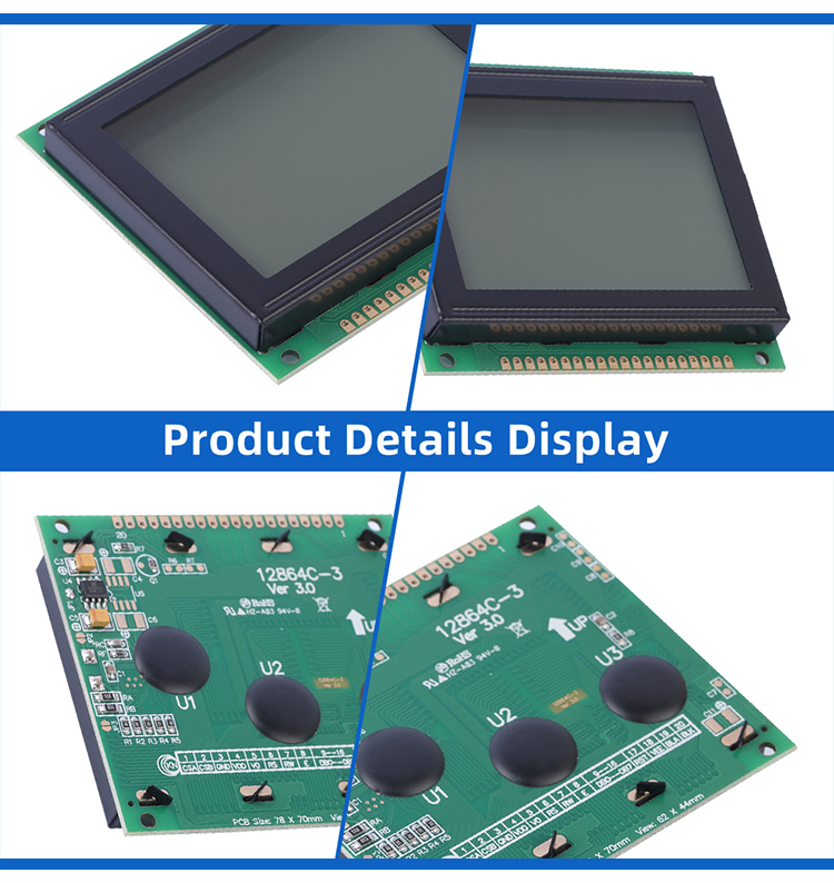 Grey Film 12864C-3 128*64 20PIN Parallel Port 78*70MM LCM Module Multilingual Module SBN0064 Control