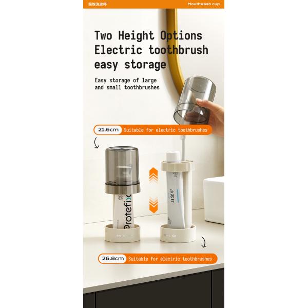 Modern 2 Slots Toothbrush Holder Stand With Tooth Brush Cups Cover