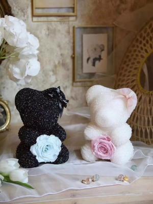 New Arrival Christmas Gift Diamond Bear Preserved Rose Bear Valantine's day gift   Christmas day gift