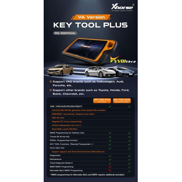 2024 Xhorse VVDI Key Tool Plus VAG Версия XDKP02GL для VW, Audi, Seat, Skoda с бесплатной лицензией MQB48