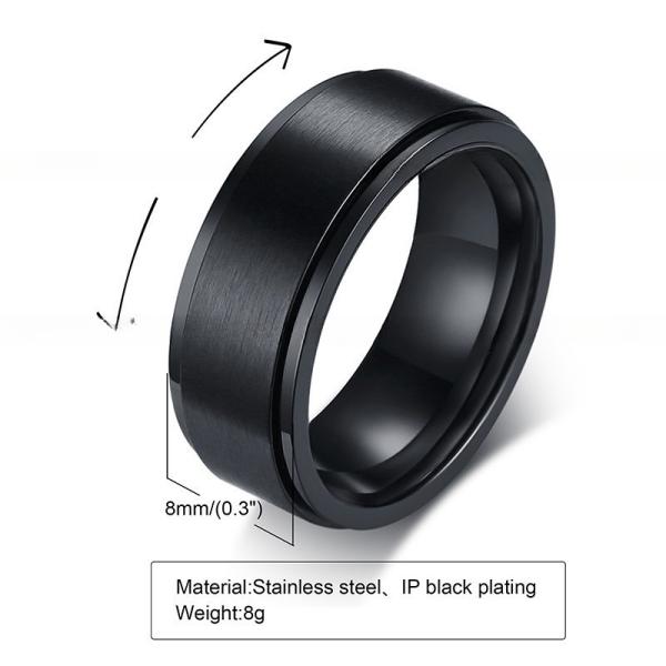 Black / Silver / Gold Stainless Steel Spinner Ring 8mm Third Party Appraisal For Men Women