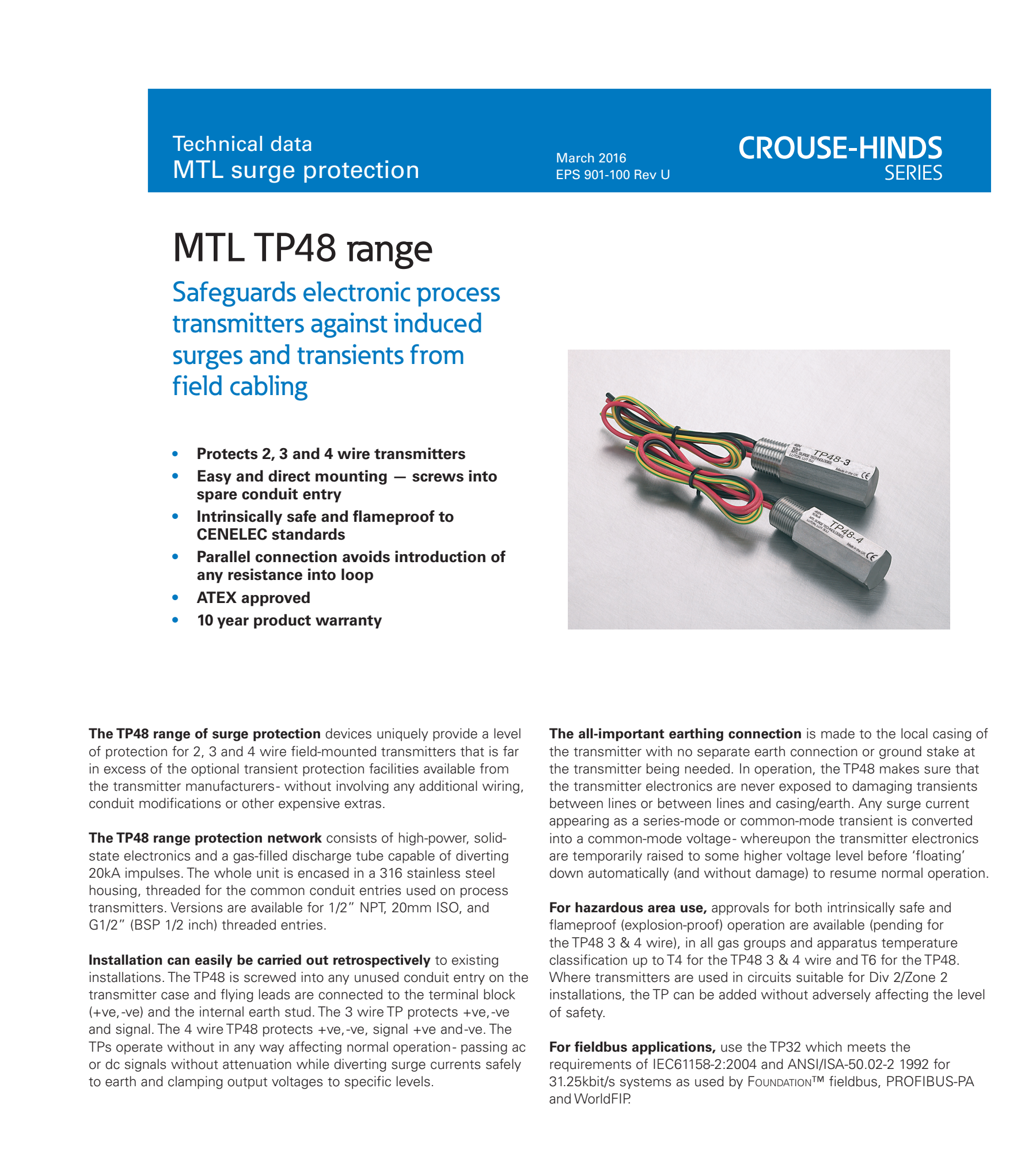 MTL TP48 Surge Protector 20kA 1/2