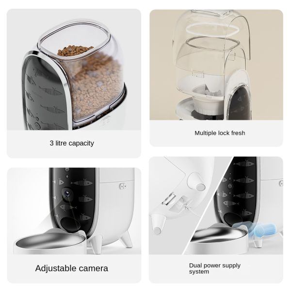 3L Smart Automatic Eco-friendly Solid Dry Food Dispenser for Cats Dogs Timed Feeding Charge Powered Rounded Design IPX5