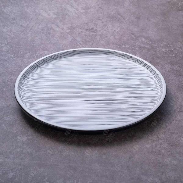 OEM ODM White And Black Line Round Ceramic Dinner Plate