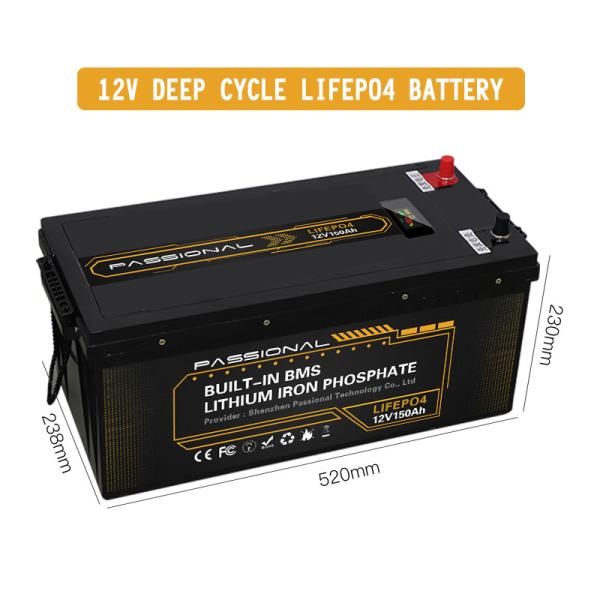 12V 150Ah LiFePO4 Rechargeable Battery , Energy Storage E Bike Lead Acid Battery