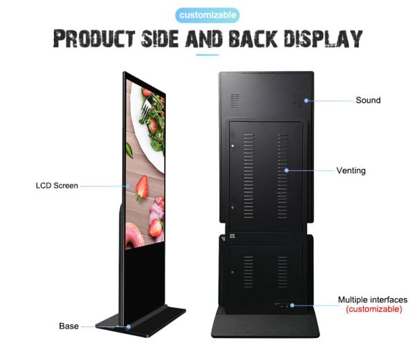 Pantalla táctil LCD Quiosco de piso vertical interactivo multifuncional Medios publicitarios Display señalización digital