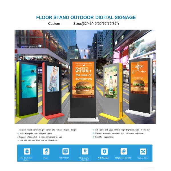 MJK 32 Inch Outdoor Digital Signage Kiosk with High Brightness LCD IP65 Rated Touch Screen for Elevator Use