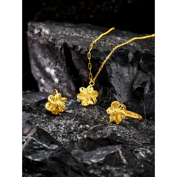 Christmas gift jewelry 18K gold customized type flower pendents rings earrings