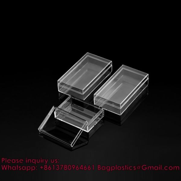 Acrylic Box Plastic Square Cube Clear PS Plastic Hinged Container Component Storage Box Food Storage, Gift Organizer, Component Containers Tool Boxes Clear