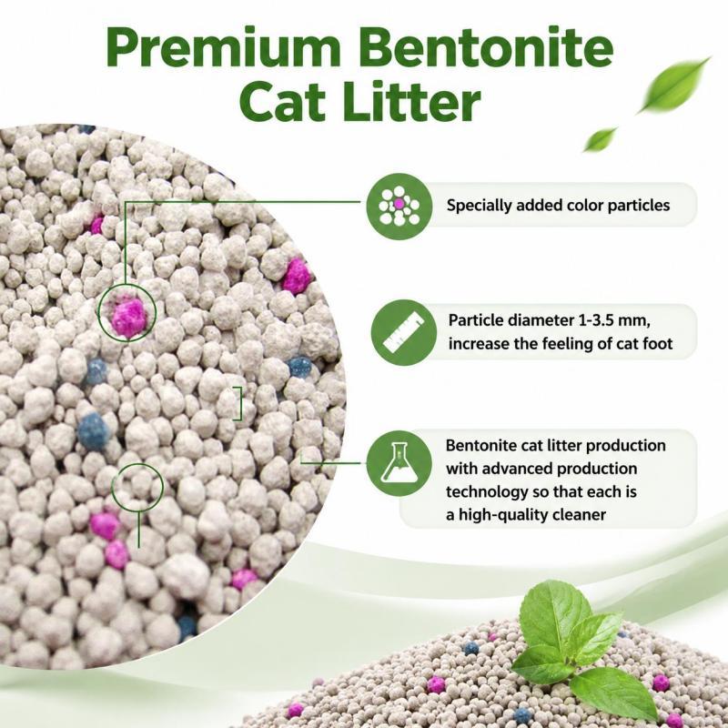 Fine Granule Formula Fast Absorption Low Tracking Customized Packaging Export Bentonite Cat Litter