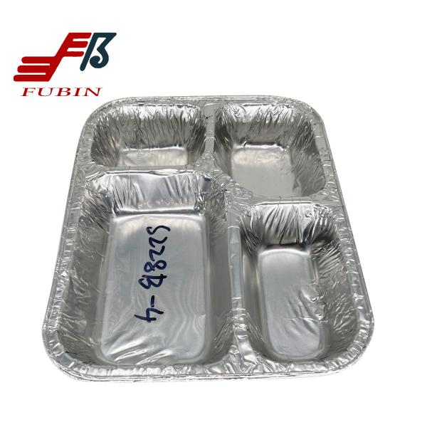 FDA Aluminium Foil Food Container 4 Compartment Hot Disposable For Fast Food