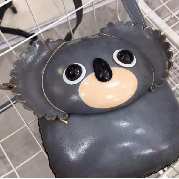 Leather messenger bag small forest animals Sen female retro cute bags