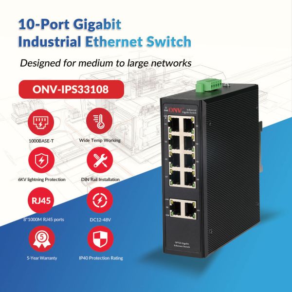 10-port Gigabit Industrial Ethernet Switch with Wire Speed Forwarding and Stable Operation