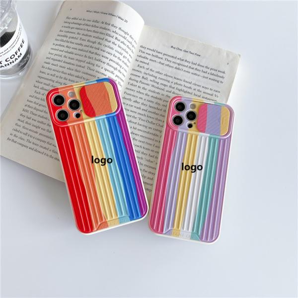 Soft TPU Rainbow Designer Cell Phone Cases For Iphone 12 Pro Max Slidable Lens