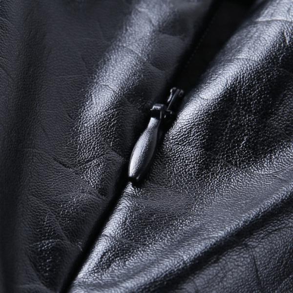 Nightclub sexy low-cut halter back slim black leather wrap suspender dress in stock