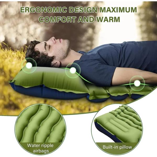 Rectangle Camping Sleeping Pad with Built-in Foot Pump and Pillow Lightweight Design