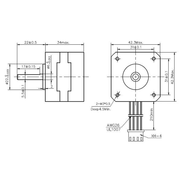 Мотор NEMA 17 Stepper с винтом руководства