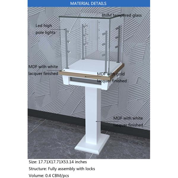 3D Design Modern Wooden Tempered Glass Jewelry Display Case For Shopping Mall