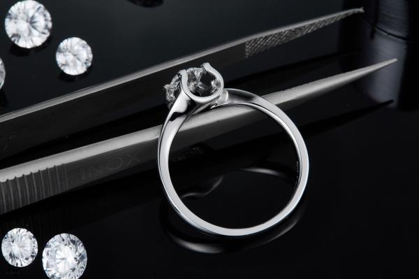 RD 4MM Trapezoidal White Moissanite 9K Silver Ring CZ Minimalist Wedding Jewelry