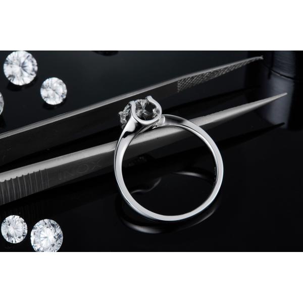 RD 4MM Trapezoidal White Moissanite 9K Silver Ring CZ Minimalist Wedding Jewelry