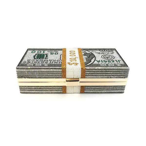 Waterproof Dollar Lock Money Clutch Elegant Ladies Wedding Handbags by Fashion Designer