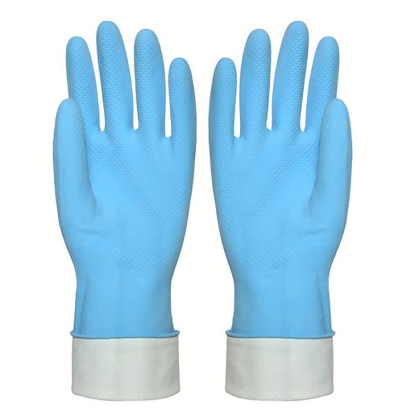 Cotton Flocklined Household Kittchen Rubber Gloves Rubber Dish Washing Gloves