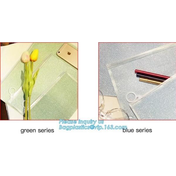 have fashion sense bag,classic cosmetic bag,space utilization,Pvc Document Clear Plastic Snap Button File Bag bagease