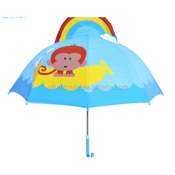 Open Diameter 90cm 19inch 8K 190T Pongee Kids Umbrella with Ears Personalized and Cute