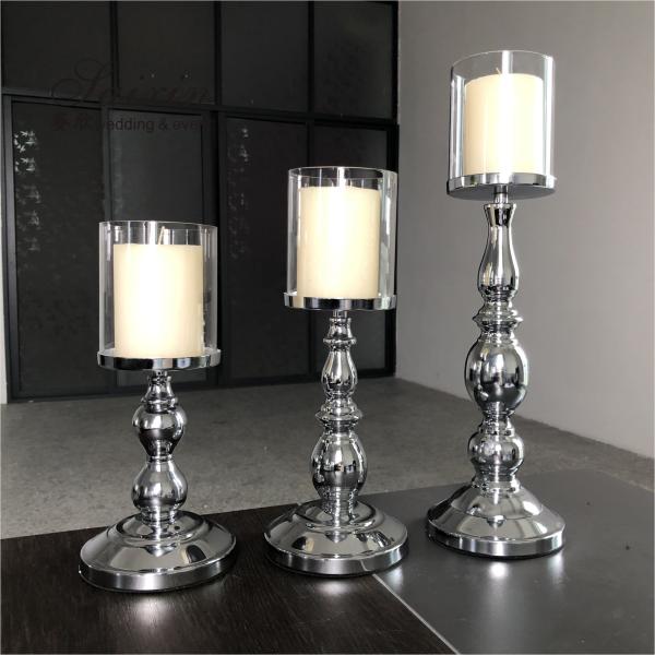 Três peças douradas de metal alto porta-velas conjunto candelabros pequenos 45cm