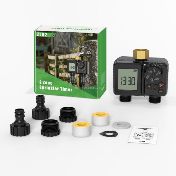 Rechargeable Digital Irrigation Timer Heavy Duty Brass Connector Auto Sprinkler Controller With Manual Override