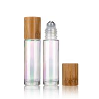 rolo 10ml de empacotamento cosmético de bambu na garrafa de vidro com bola de rolo