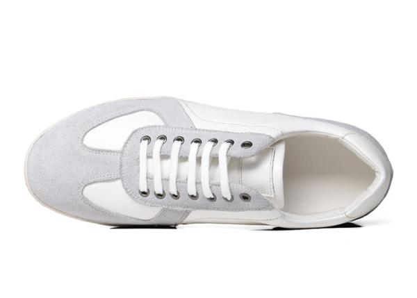 Sapatas de Autumn Splicing Mens Casual Flat, sapatas lisas brancas dos homens de couro da camurça