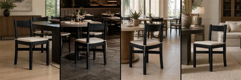 Black Solid Wood Upholstered Dining Chair  CYC-016