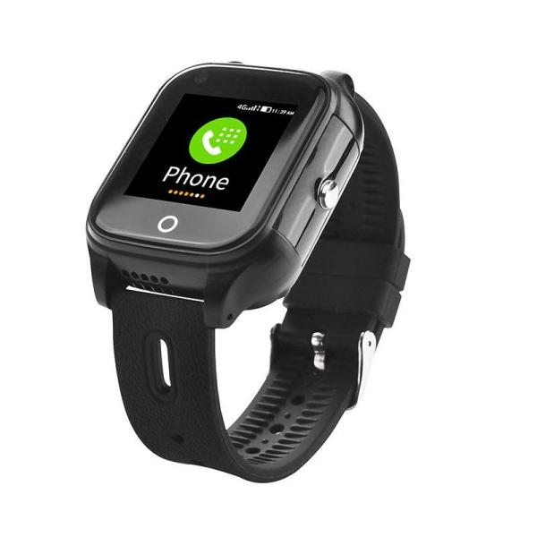 4G GPS Kids Smartwatch Phone Black With Camera Voice Chat SOS Alarm 650 MAh