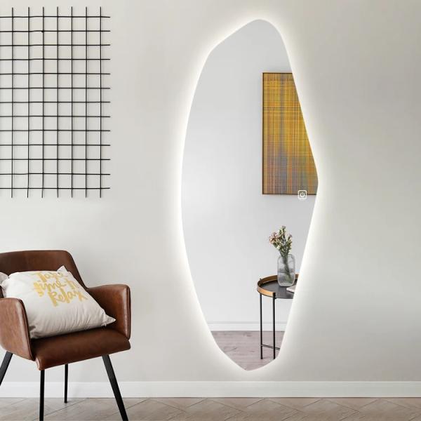 Luxury Anti Fog Irregular Bathroom Mirror Self Adhesive  For Villa Hotel Project