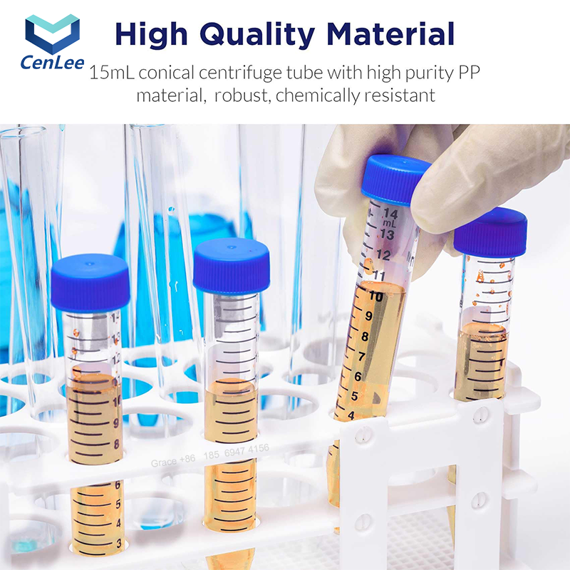 15mL Sterile High Transparency PP Plastic Conical Bottom Centrifuge Tubes Screw Caps Write-on Spot Non-Pyrogenic DN/RNase Free