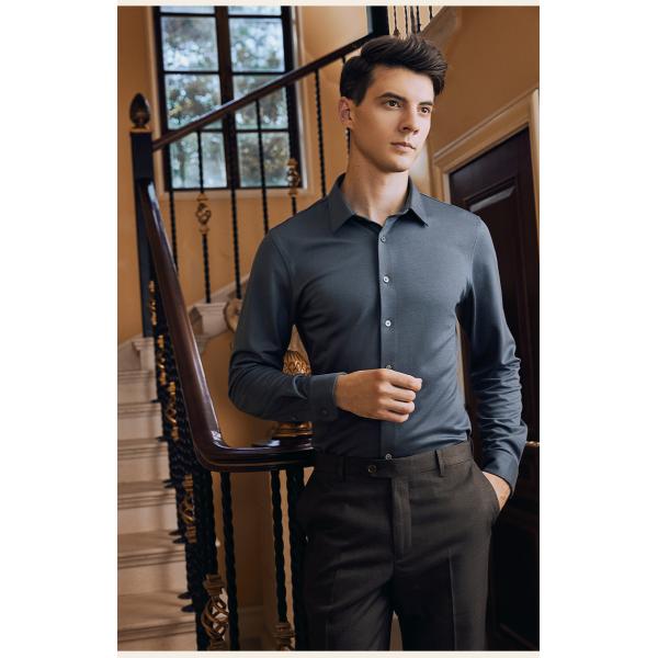 Profesional de negocios sin planchar camisas de manga larga para hombres con impresión de logotipo personalizado