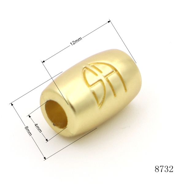 Matt Gold Plated Customized Logo Engraved Square Bead Metal Square Beads For Bracelets Decorative