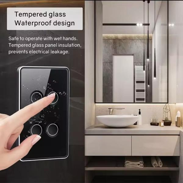 Glomarket Tuya Zigbee/wifi EU Tempered Glass Concave Button Touch Light Switch 1/2/3/4 Gang Wifi Wall Switch Work With Google Alexa