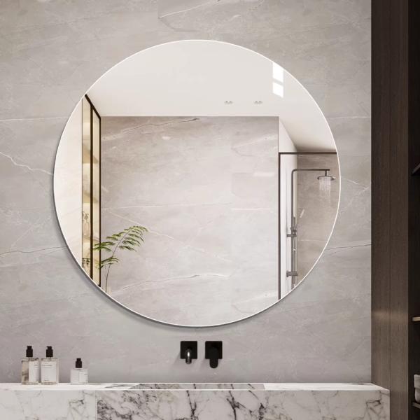 Classic Large Round Frameless Wall Mirror 5mm Copper Free HD Glass Pencil Edge