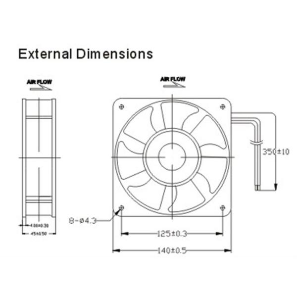 5.5 Inch 220V AC Brushless Fan / AC Motor Fans 140mm x 140mm x 45mm