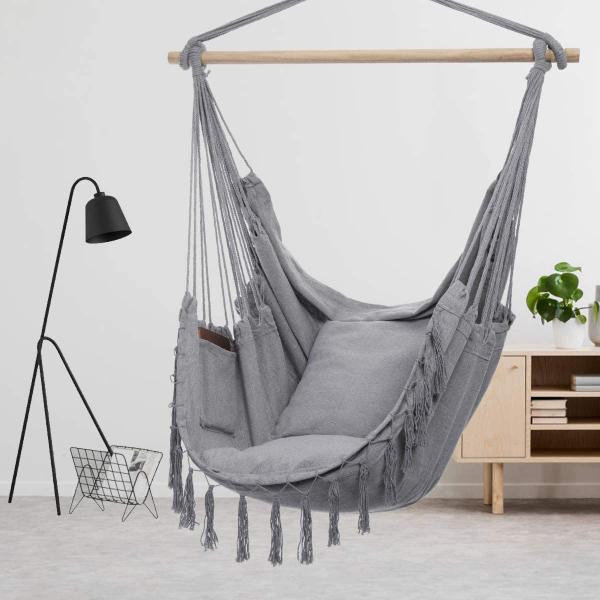 Cadeira Suspensa Jardim Hammock ao ar livre Acampamento Com Cadeira Hammock de Madeira Boho Hammock
