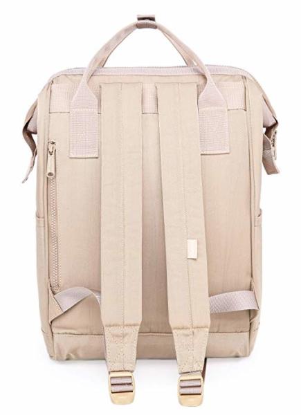 Khaki Canvas College Bags , Travel School Backpack With USB Charging Port