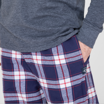 Trendy Mens Jersey Pyjamas Long Sleeves Tee And Woven Yarn Dyed Flannel Long Pants