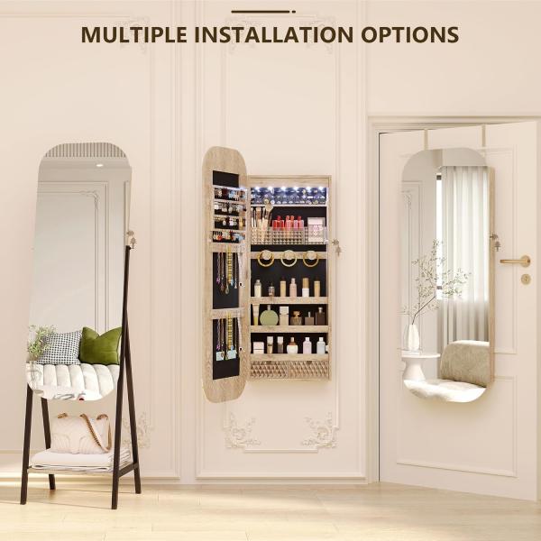Rectangle Jewelry Armoire Mirror Lockable Full Length Mirror With Storage